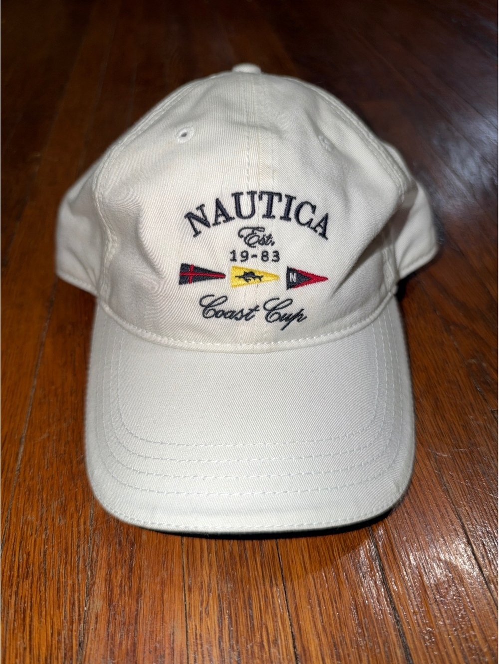 Nautica White  Metal Claspback Preppy Vacation Summer Baseball Cap Hat